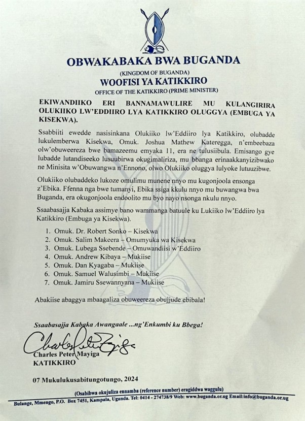 The official document confirming the newly appointed council members Image